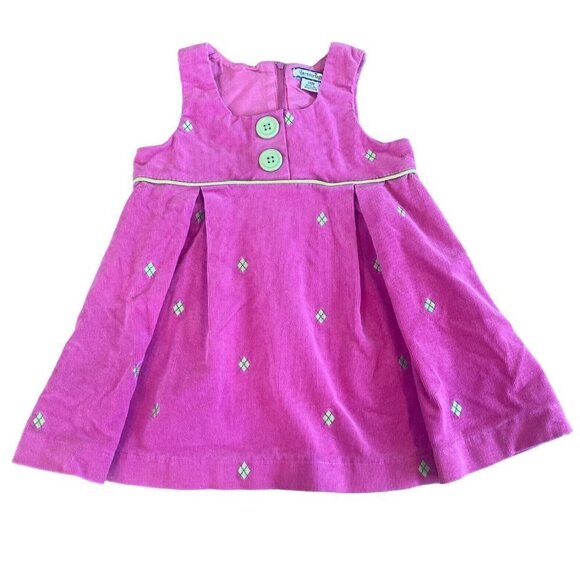 Hartstrings dress Baby Girl Size 18 Months Pink Corduroy Embroidered diamonds - Picture 1 of 7